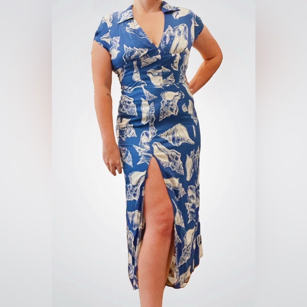 Urban Outfitters Blue & White Seashell Pattern Dress, Size Large